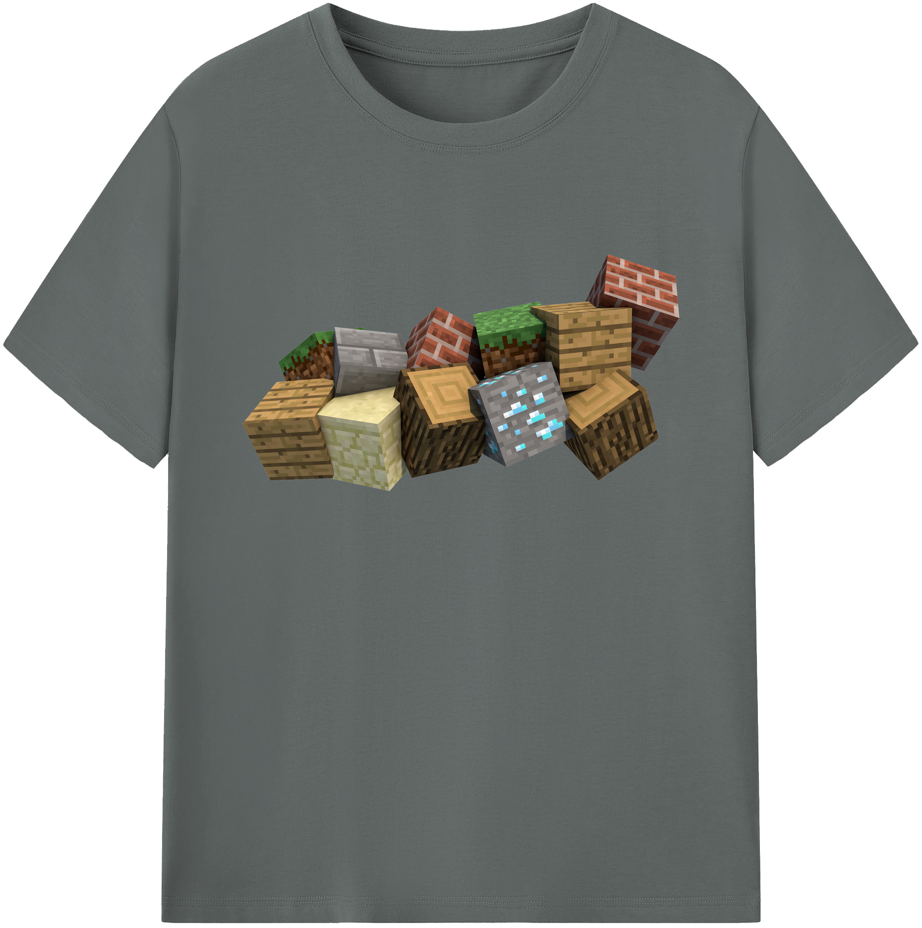 （画像用） マインクラフト ブロックの世界 Minecraft MC Block world 綿100％ メンズ半袖Tシャツ｜肌触りやわらか＆通気性